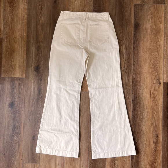 Womens High Waist Wide Leg Cream  Jeans Denim Size 28 Button Fly Cotton Trendy - Picture 2 of 14